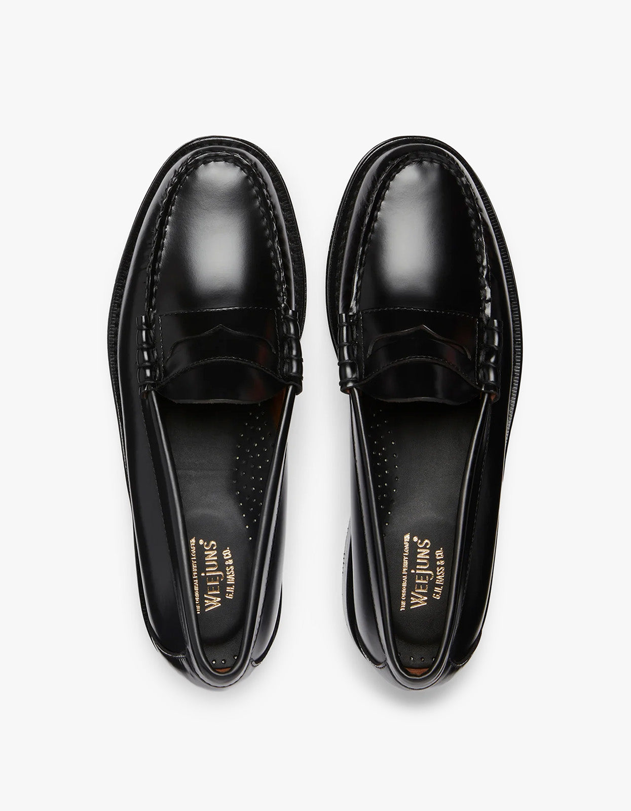 Mens Weejun Heritage Larson Moc Penny Loafers - Black Leather