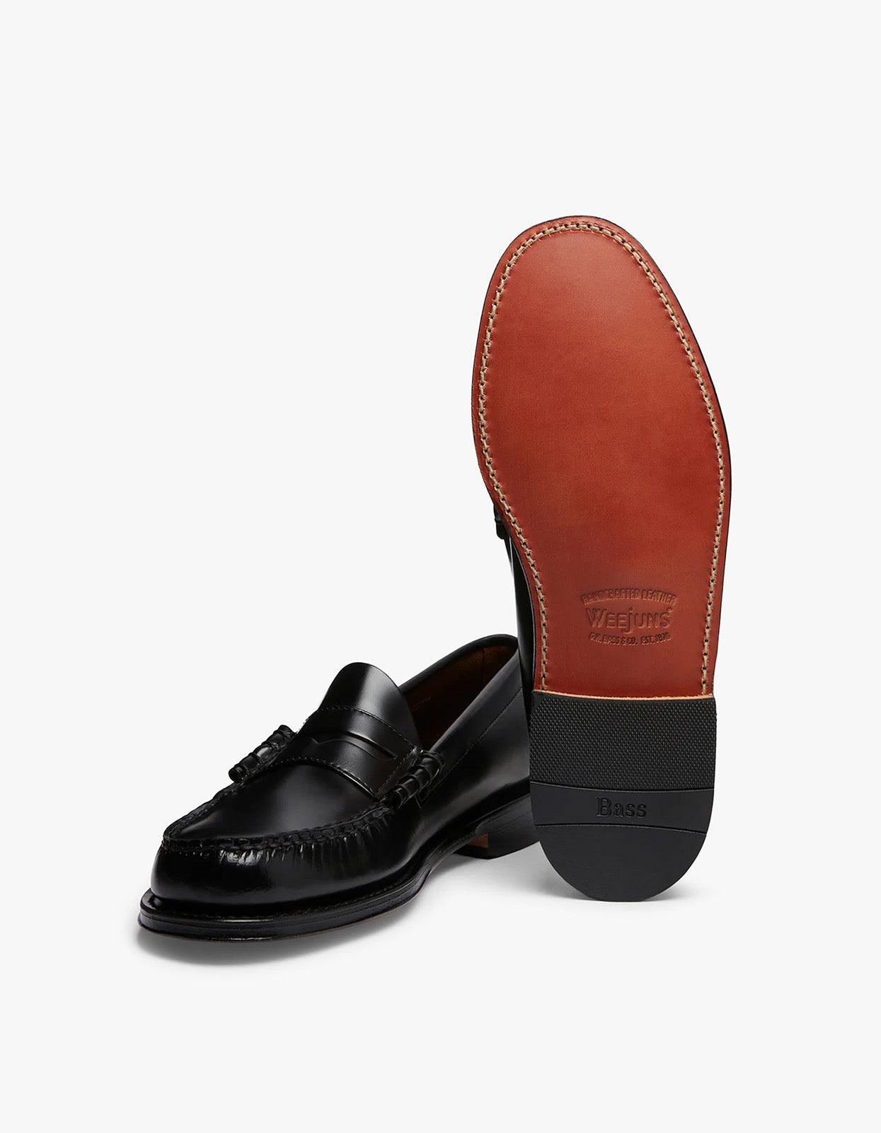 Mens Weejun Larson Moc Penny Loafers - Black Leather