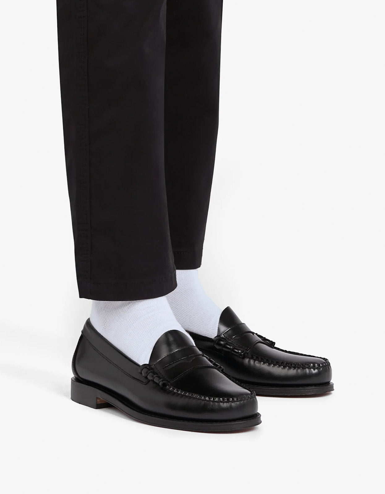 Mens Weejun Larson Moc Penny Loafers - Black Leather – Superette