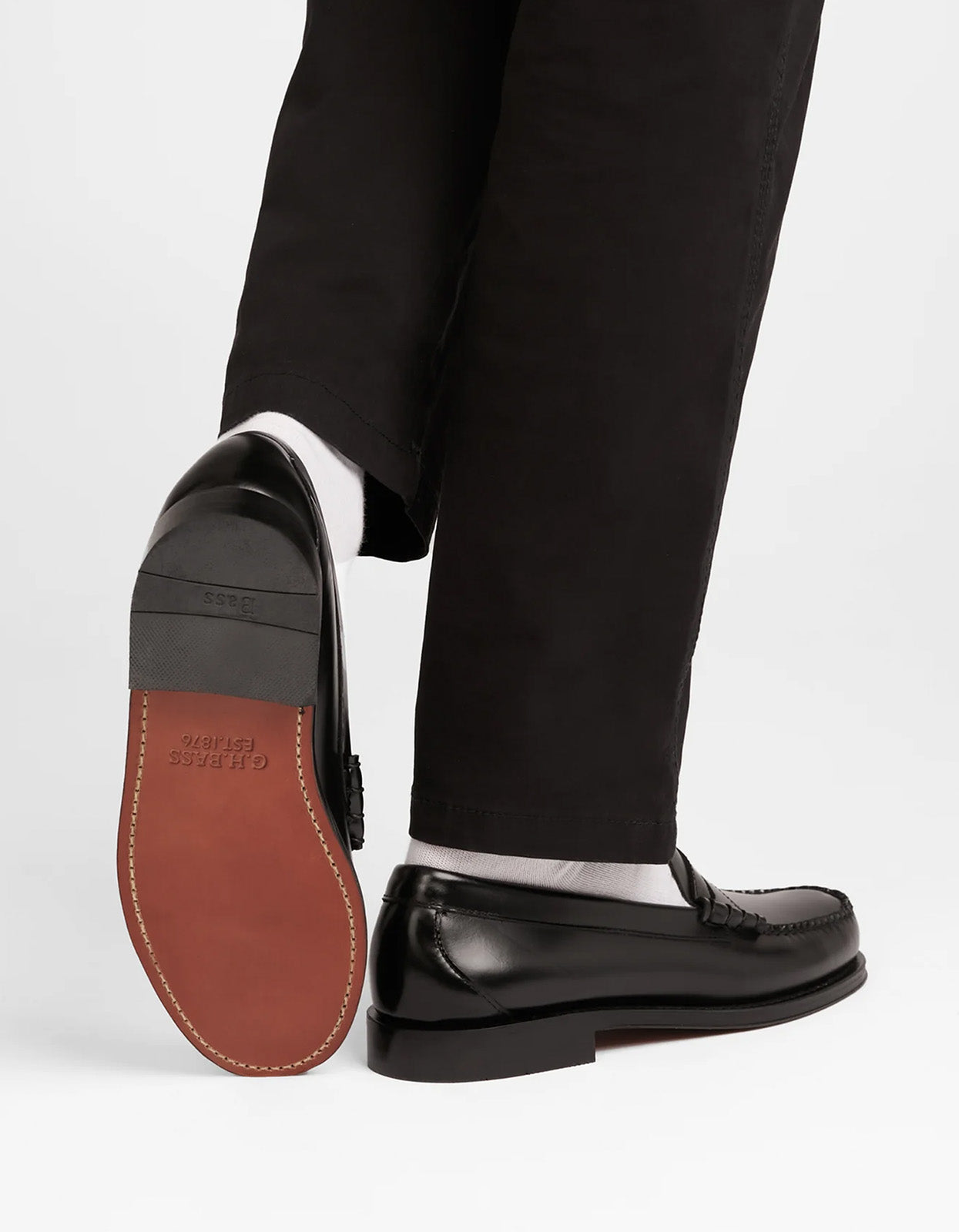 Mens Weejun Larson Moc Penny Loafers - Black Leather