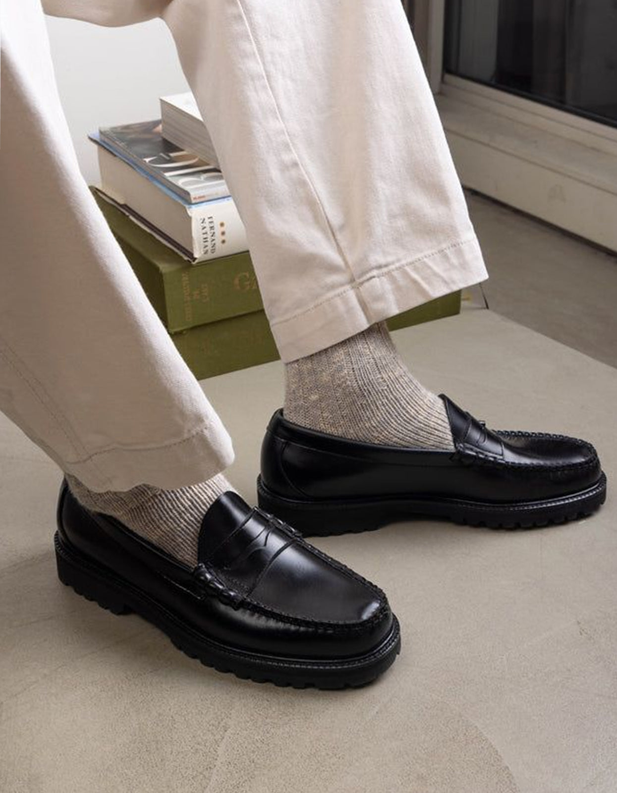 Mens Weejun 90s Larson Penny Loafers - Black Leather