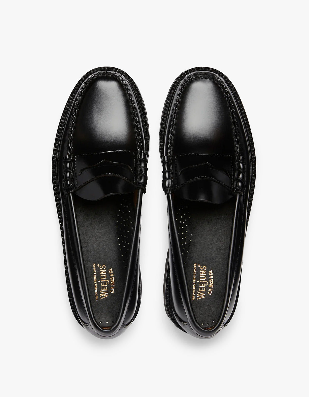 Mens Weejun 90s Larson Penny Loafers - Black Leather