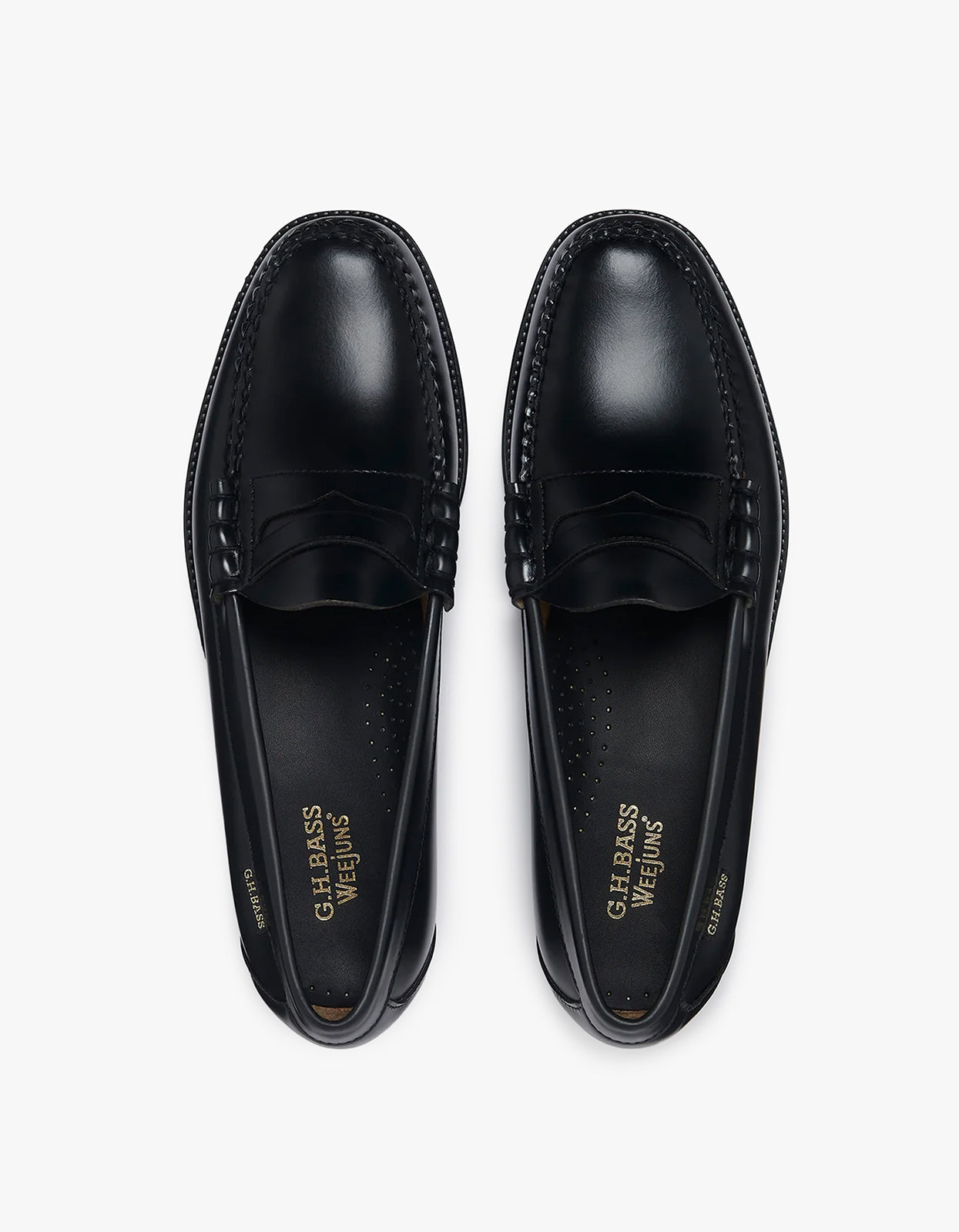 Mens Easy Weejuns Larson Flag Penny Loafers - Black Leather
