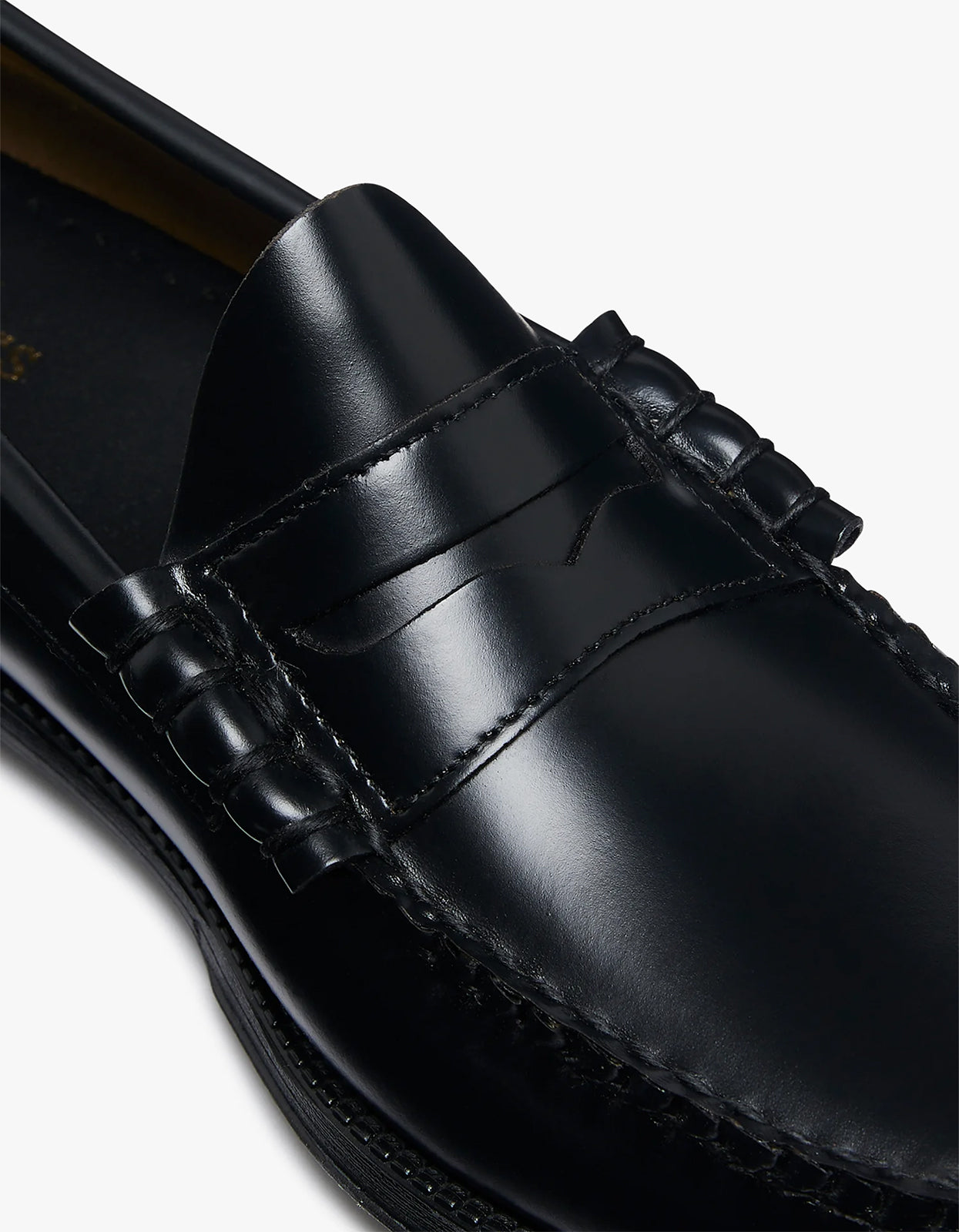 Mens Easy Weejuns Larson Flag Penny Loafers - Black Leather