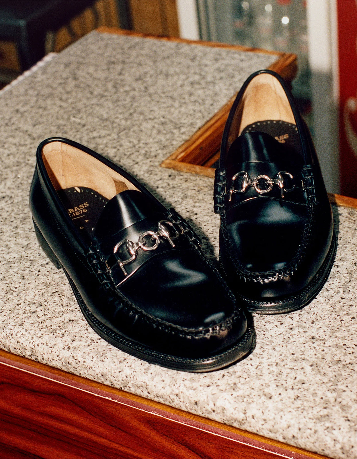 G.H.BASS X POP Trading Company Mens Easy Weejuns Lincoln Loafers - Black Leather