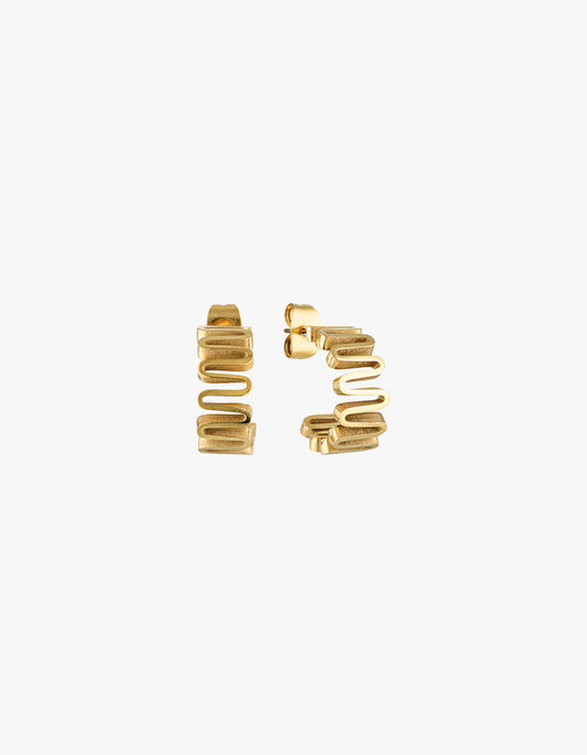 Leigh Wavy Hoops - Gold
