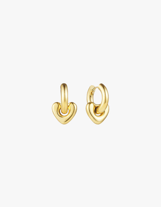 Lisa Puffy Heart Earrings - Gold