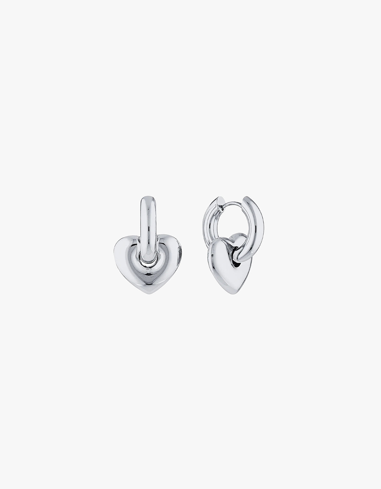 Lisa Puffy Heart Earrings - Silver