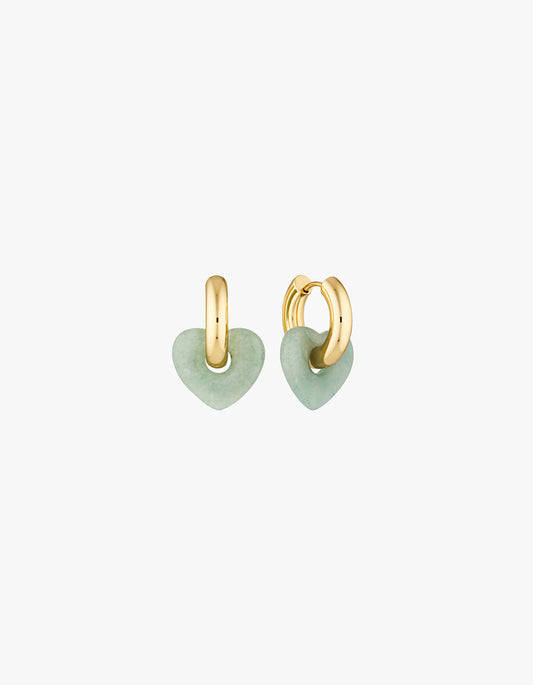 Jade Lisa Puffy Earrings - Green/Gold