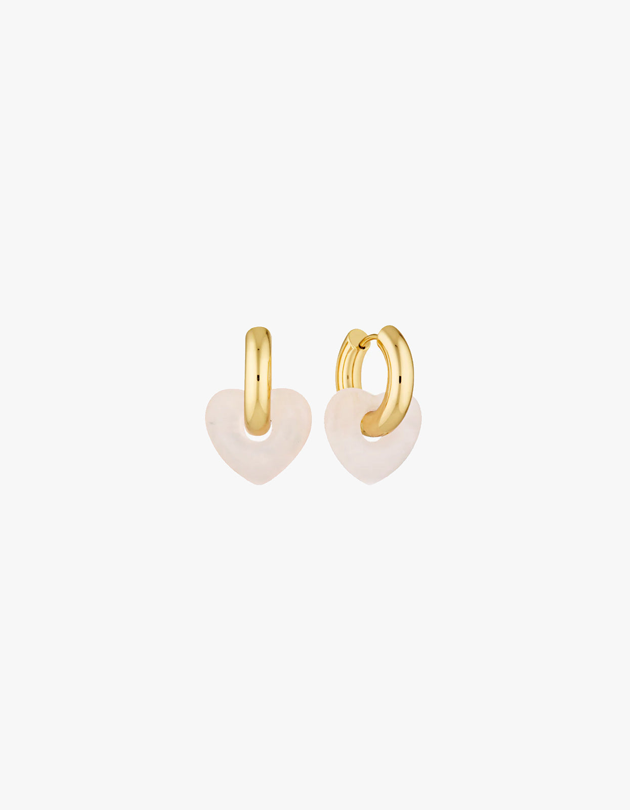 Rose Quartz Lisa Puffy Earrings - Pink/Gold