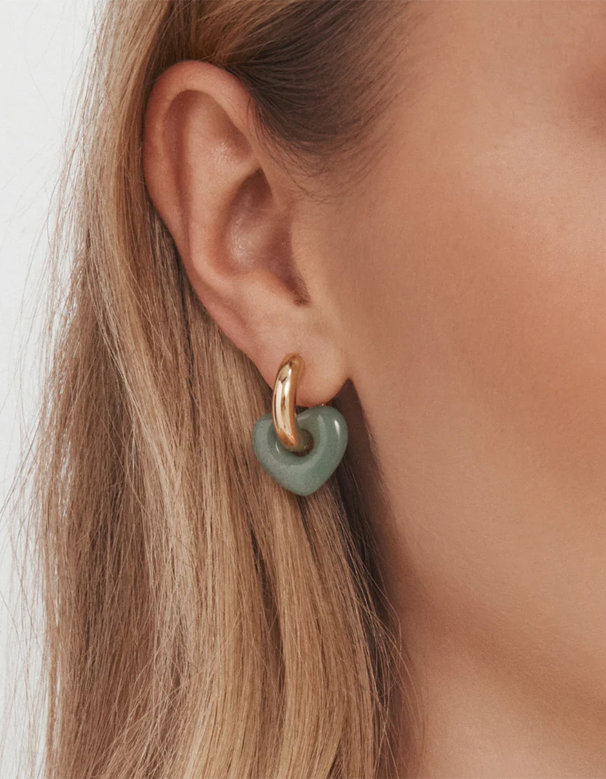 Jade Lisa Puffy Earrings - Green/Gold