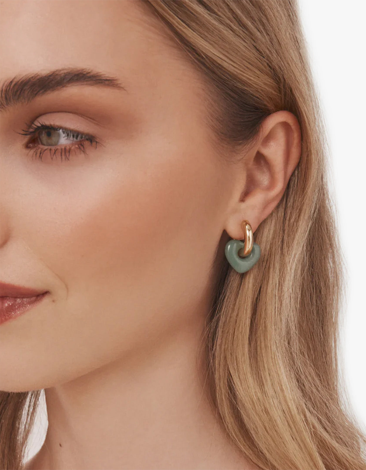 Jade Lisa Puffy Earrings - Green/Gold