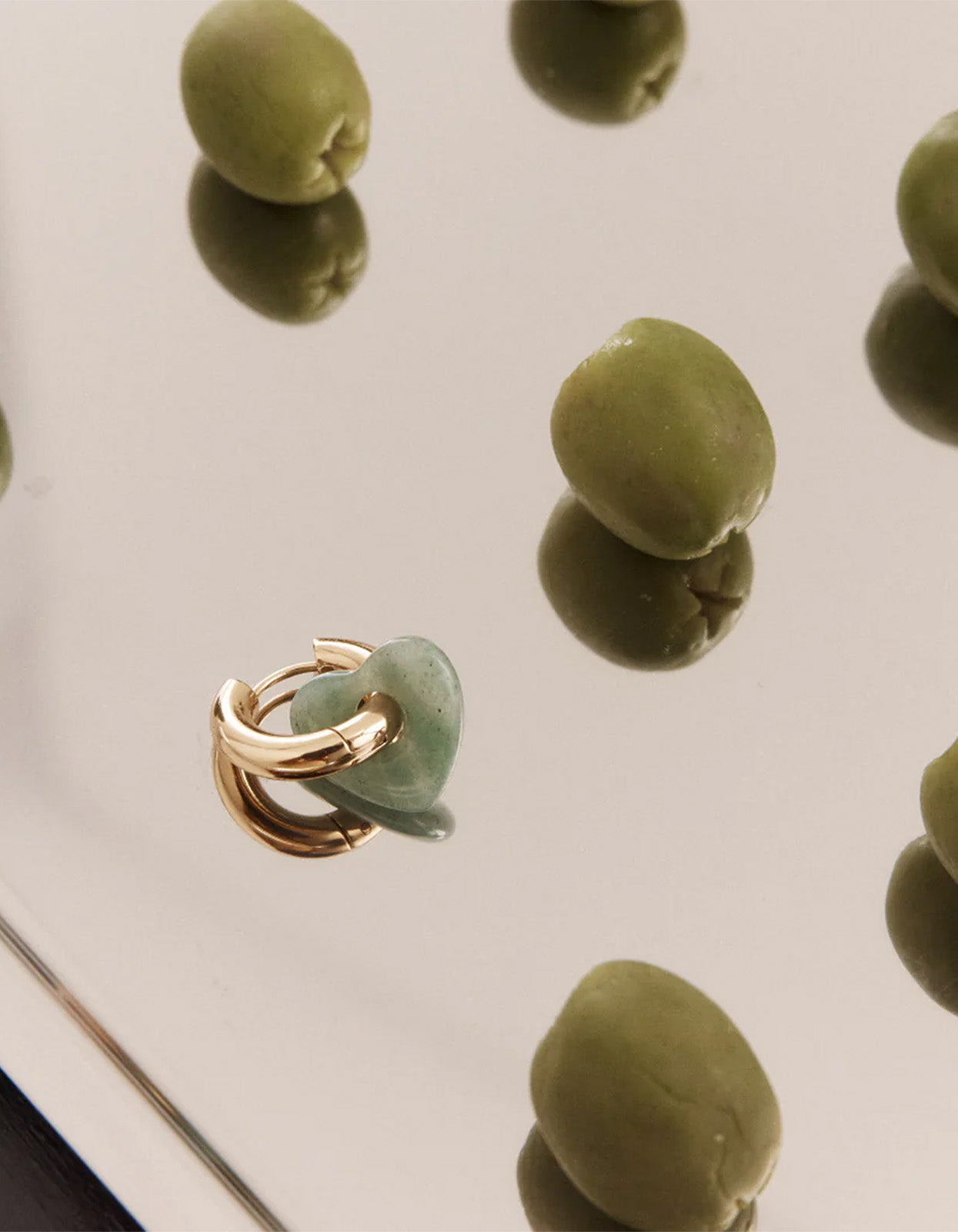 Jade Lisa Puffy Earrings - Green/Gold