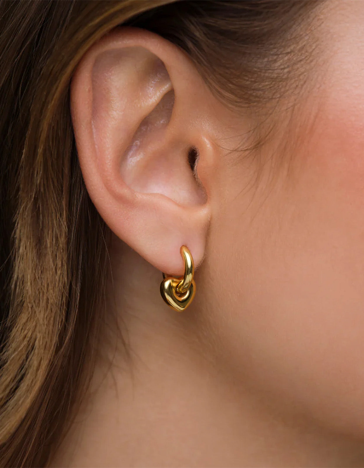 Mini Lisa Puffy Heart Earrings - Gold