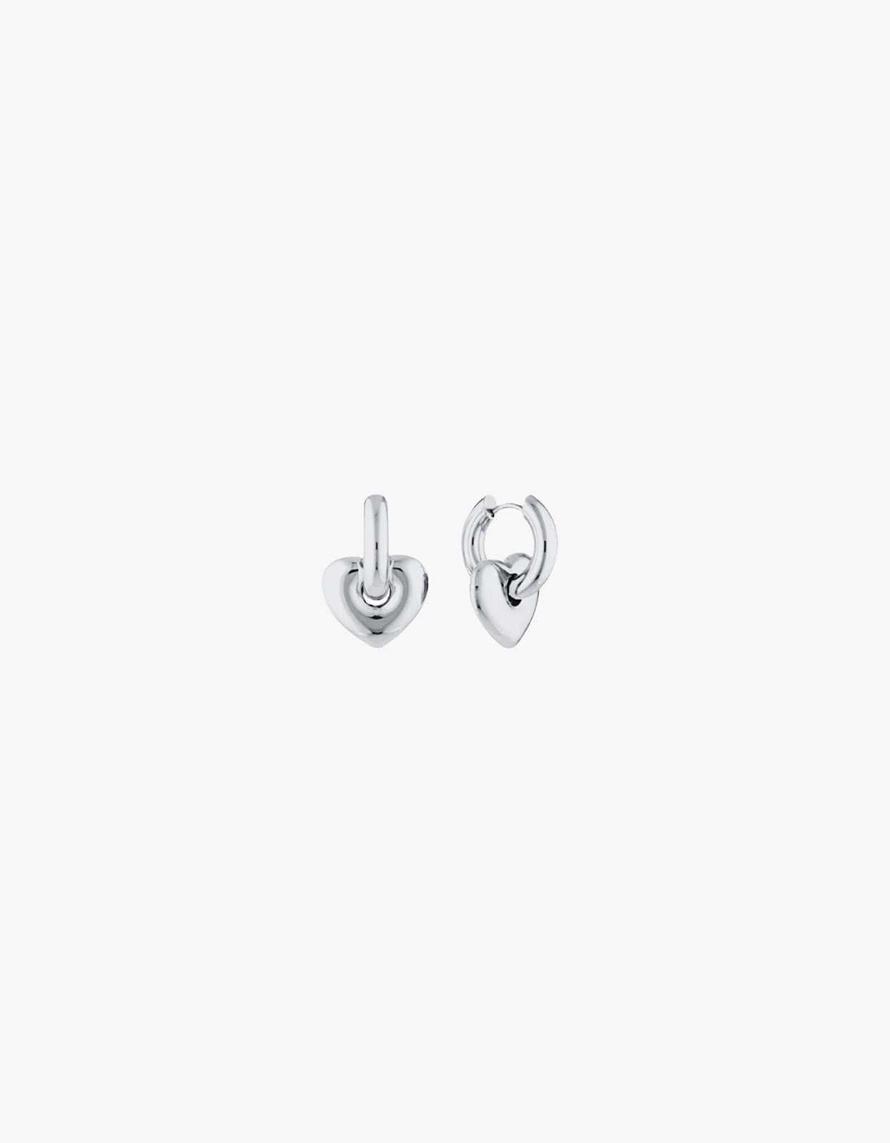 Mini Lisa Puffy Heart Earrings - Silver