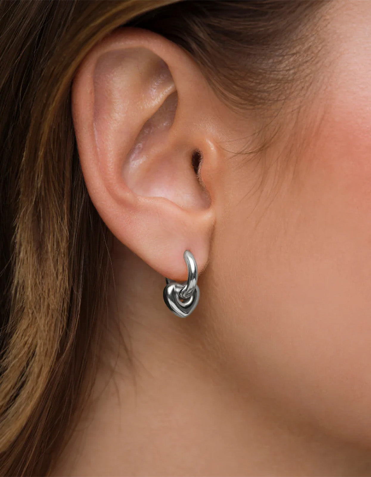Mini Lisa Puffy Heart Earrings - Silver