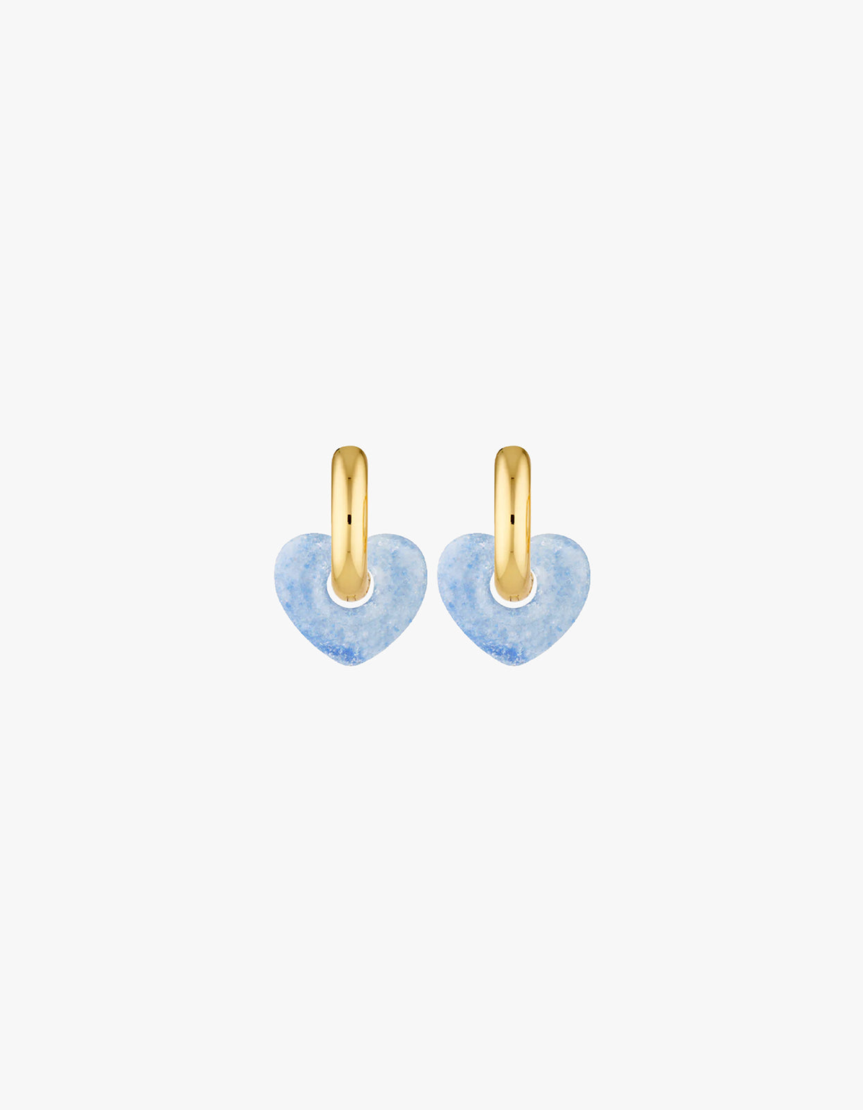 Blue Adventurine Lisa Puffy Heart Earrings - Gold
