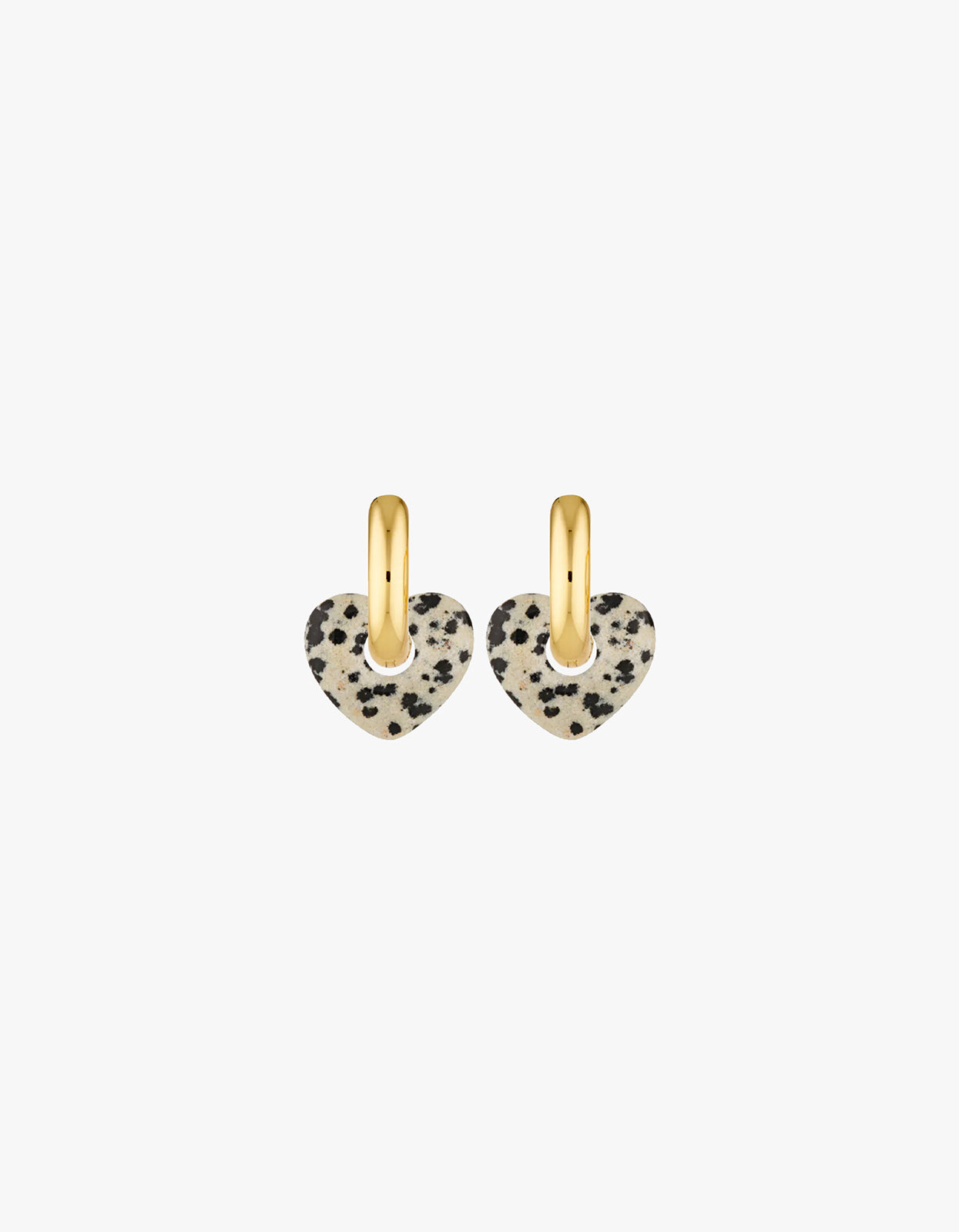 Dalmatian Lisa Puffy Heart Earrings - Gold