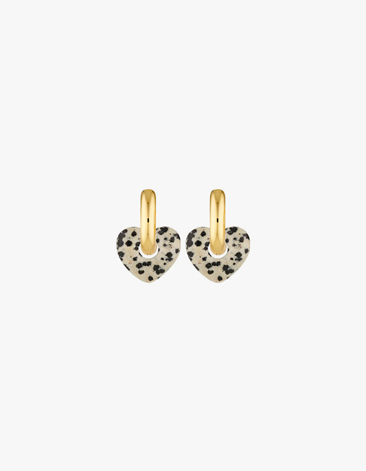 Dalmatian Lisa Puffy Heart Earrings - Gold
