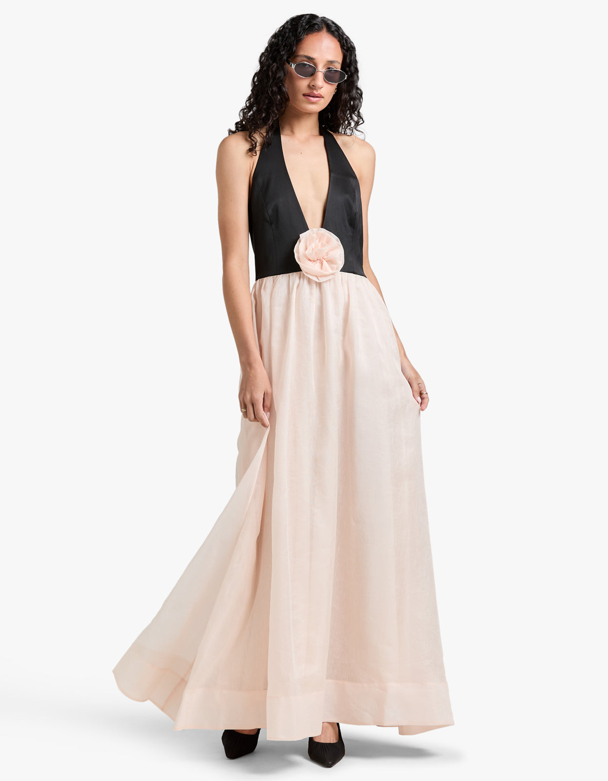 Calla Maxi Dress - Black/Pink