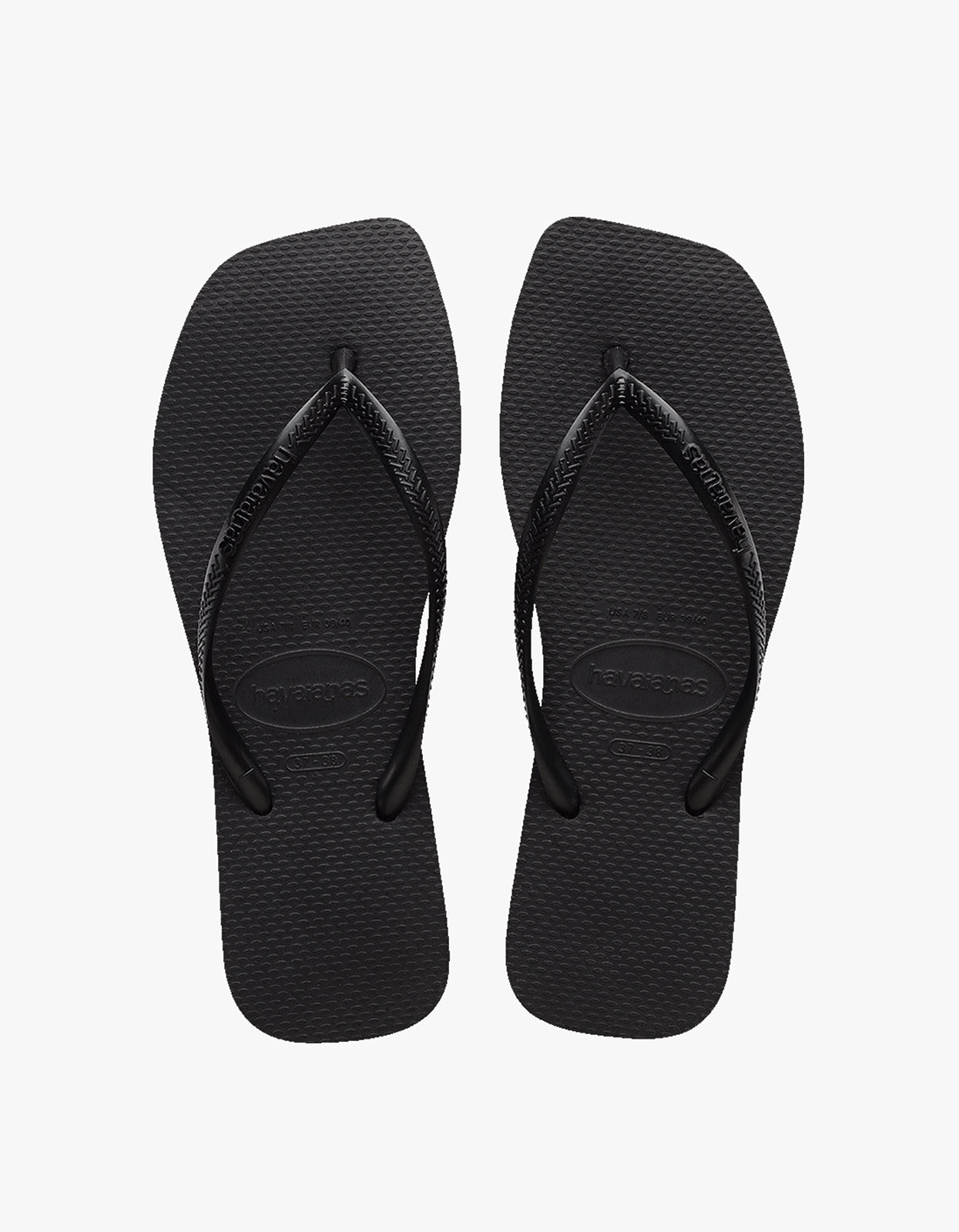 Slim Square Solid Jandals - Black