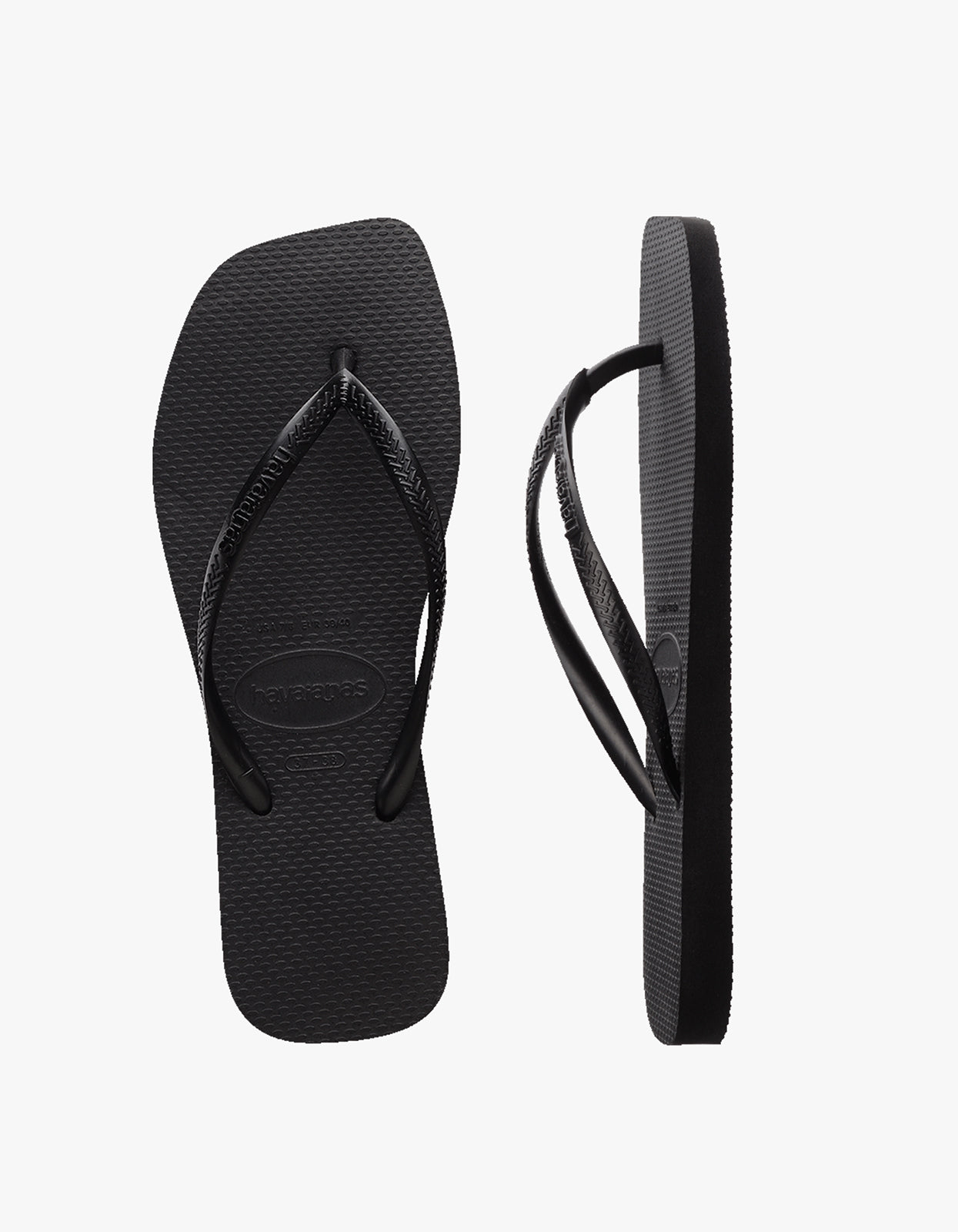 Slim Square Solid Jandals - Black