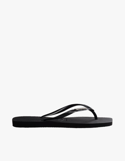 Slim Square Logo Metallic Jandals - Black/Silver