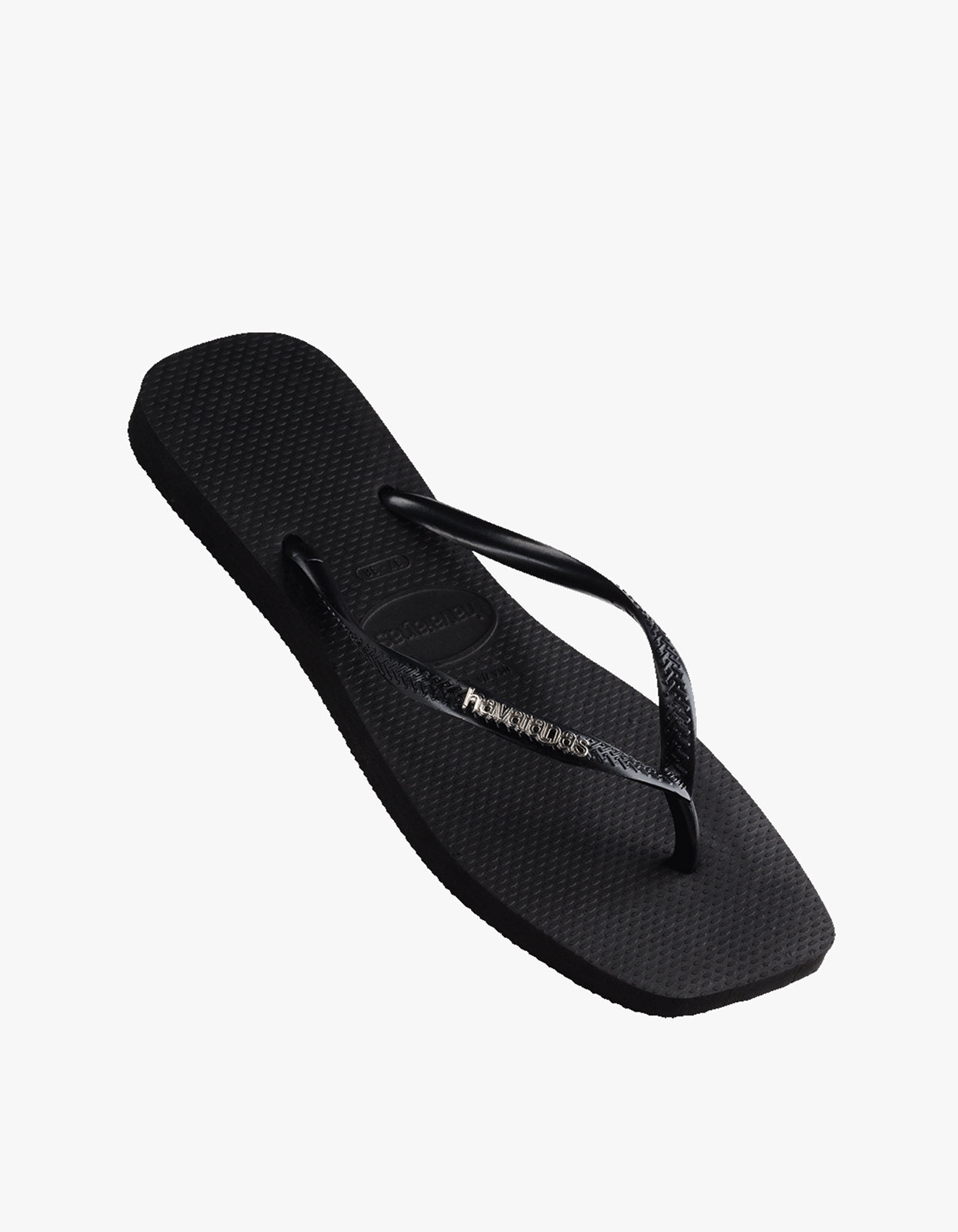 Slim Square Logo Metallic Jandals - Black/Silver
