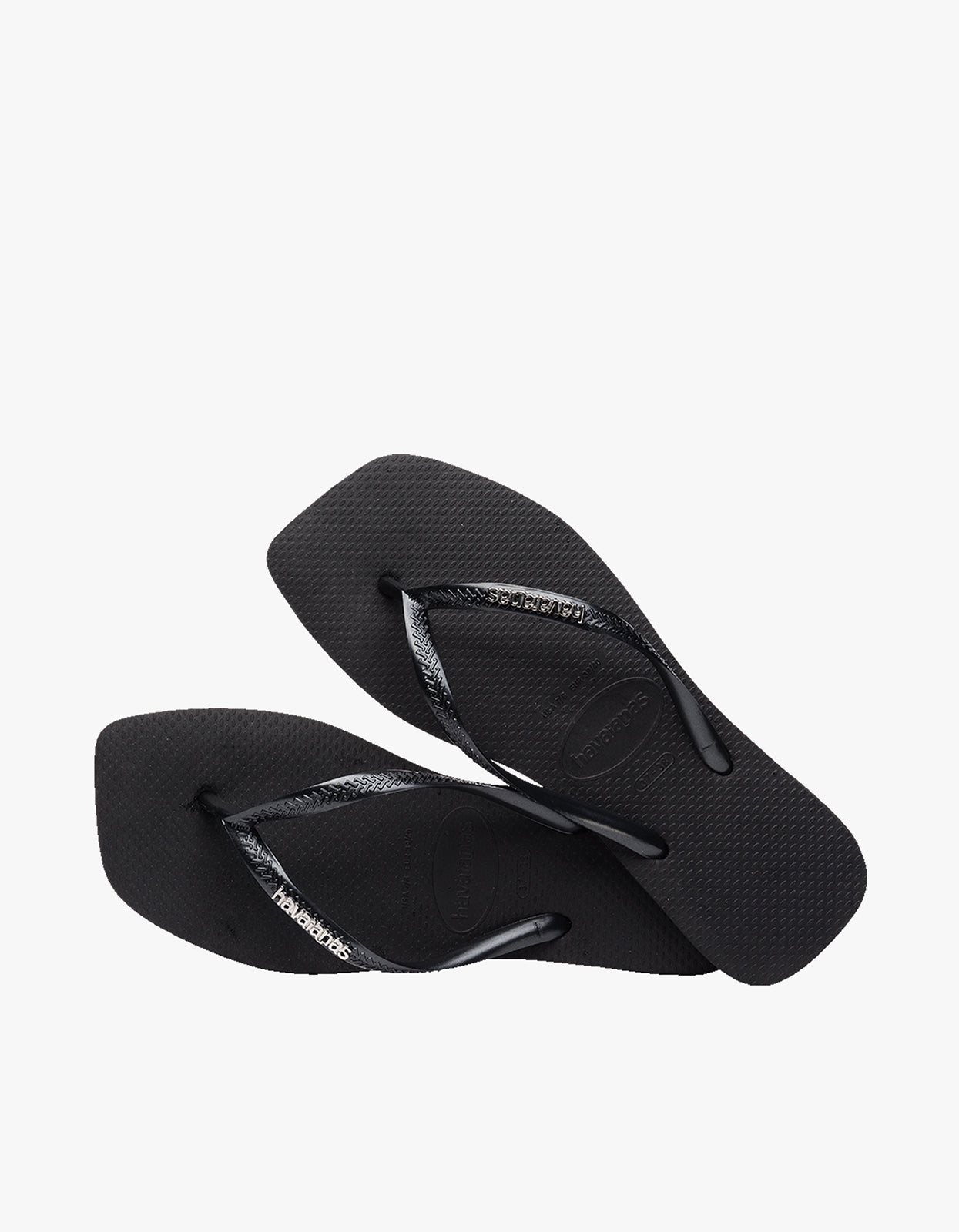 Slim Square Logo Metallic Jandals - Black/Silver