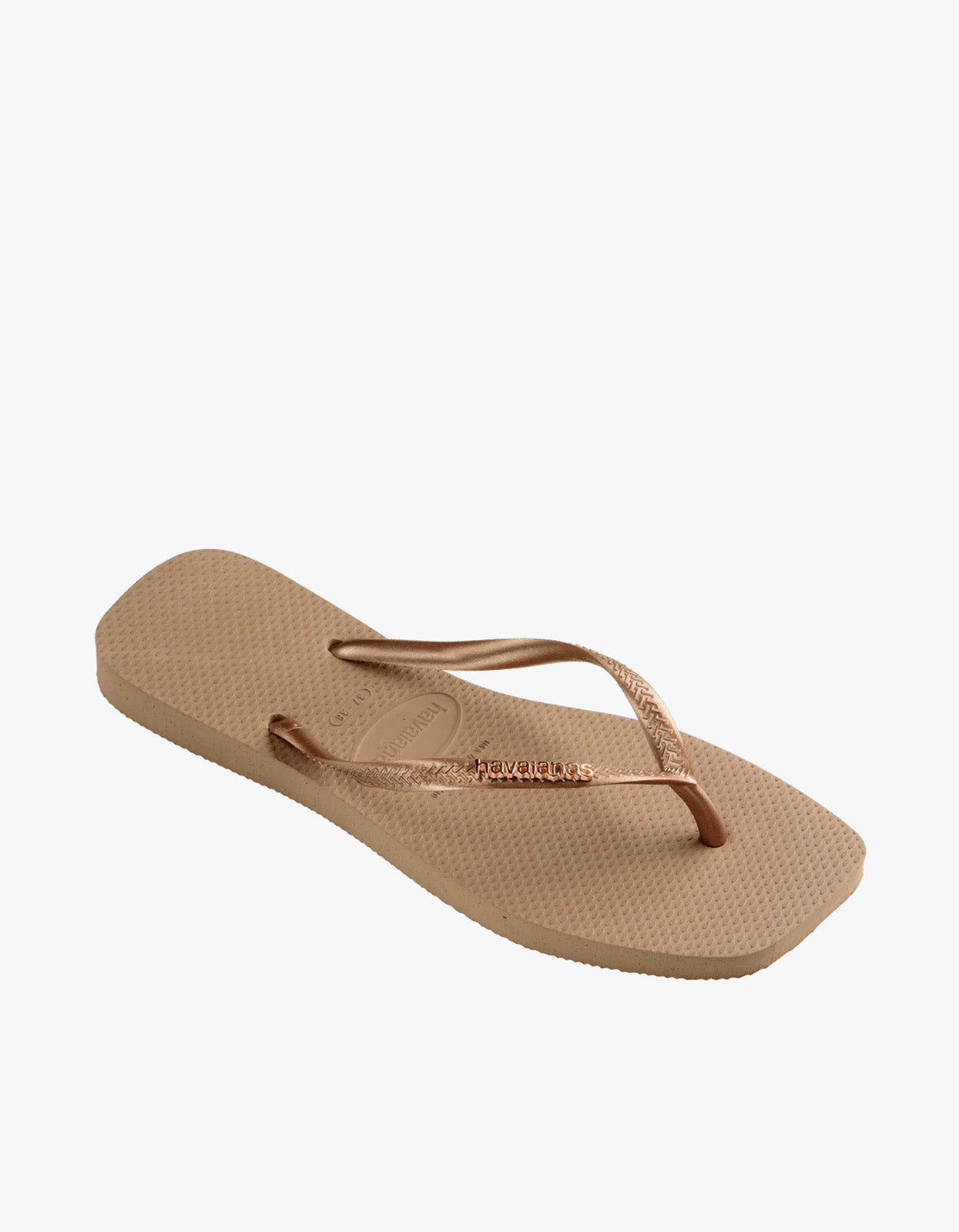 Slim Square Logo Metallic Jandals - Rose Gold