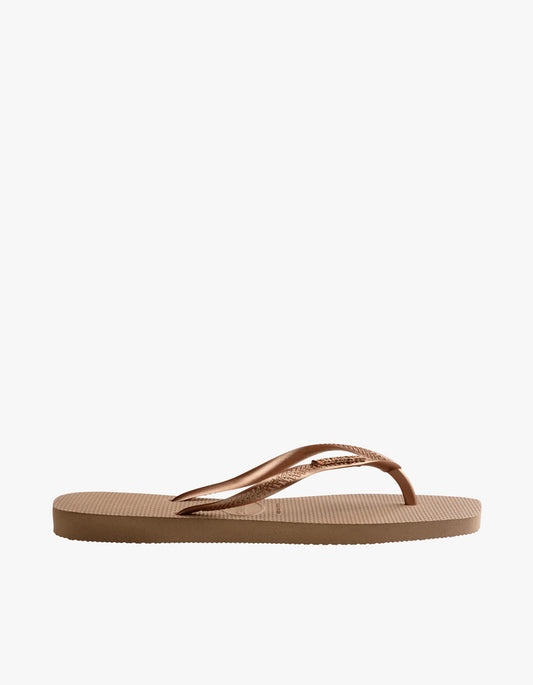 Slim Square Logo Metallic Jandals - Rose Gold
