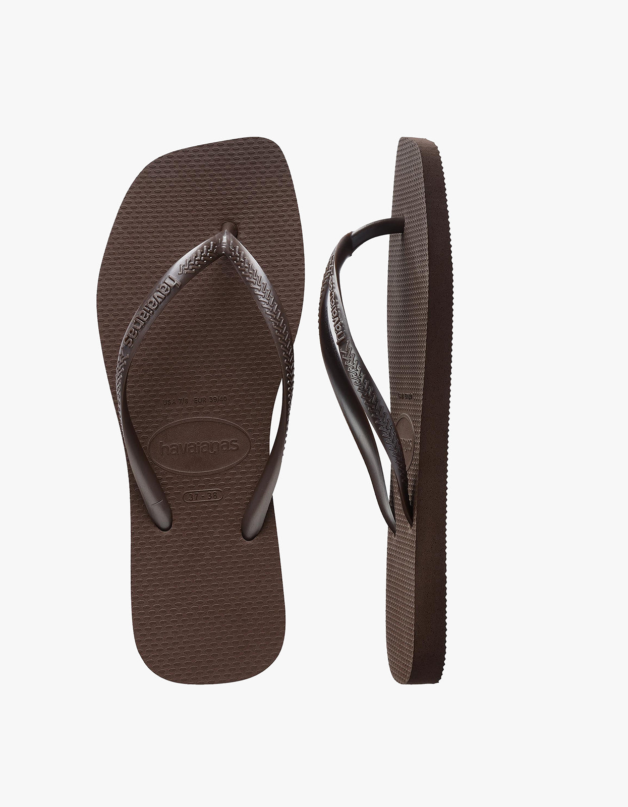 Slim Square Jandals - Dark Brown