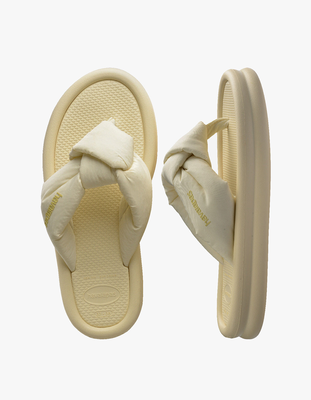 Over Puffed Jandals - Buttercream