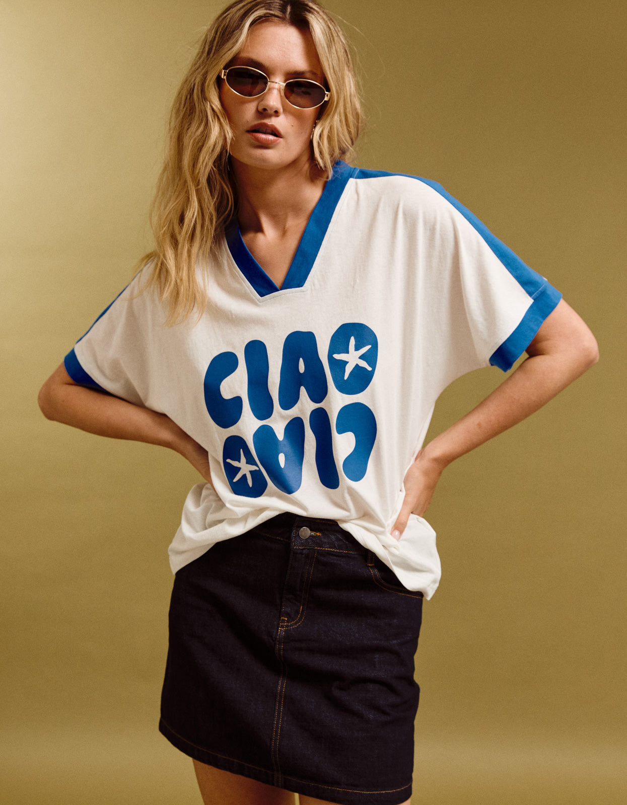 Mazzia Tee - White/Blue