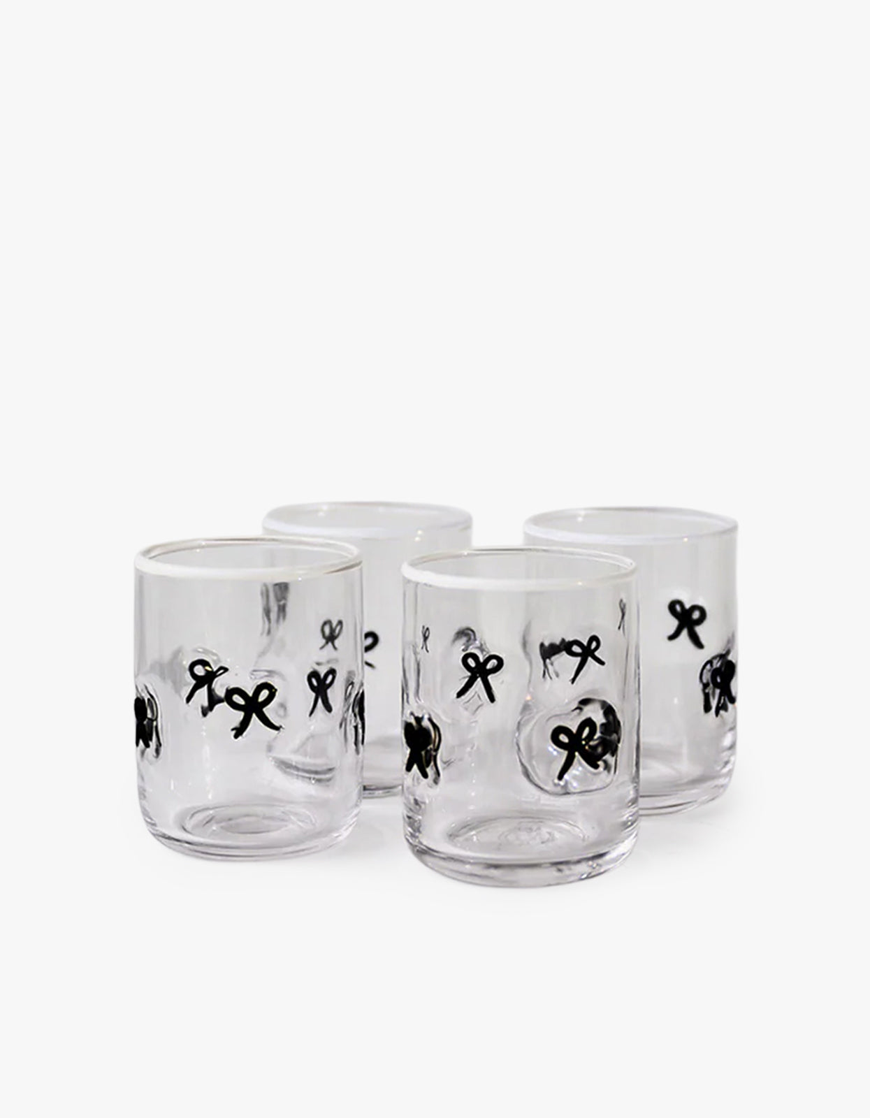 Black Bows Icon Glass Set Of 4 - Black Bows