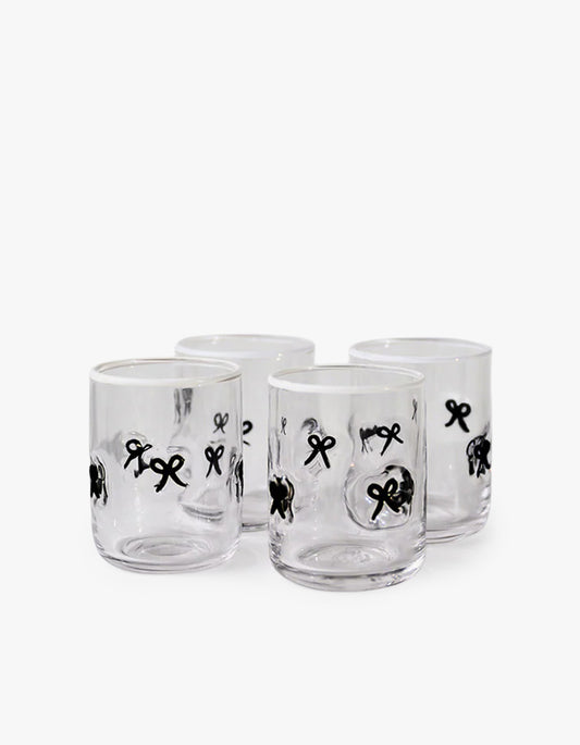 Black Bows Icon Glass Set Of 4 - Black Bows