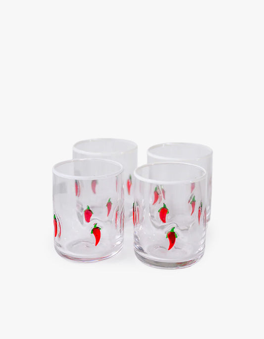 Chilli Icon Glass Set Of 4 - Chilli