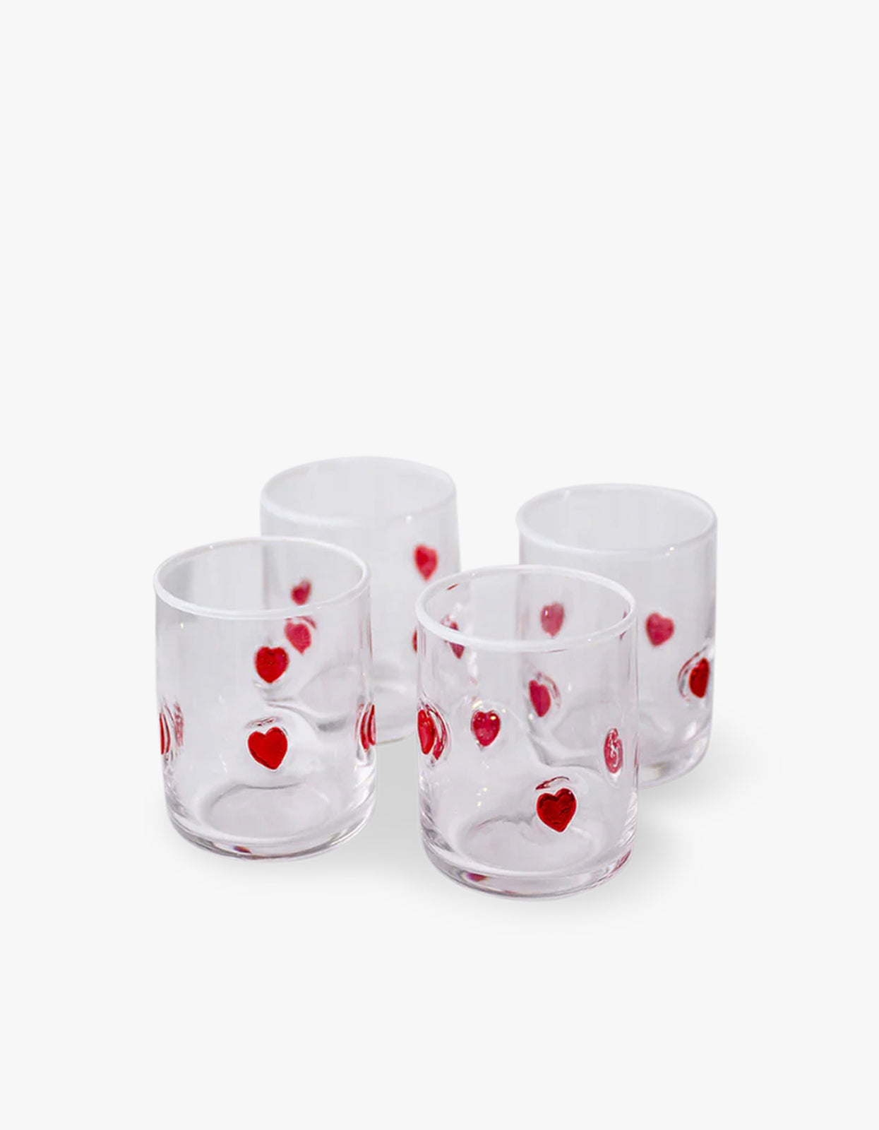 Heart Icon Glass Set Of 4 - Red Heart