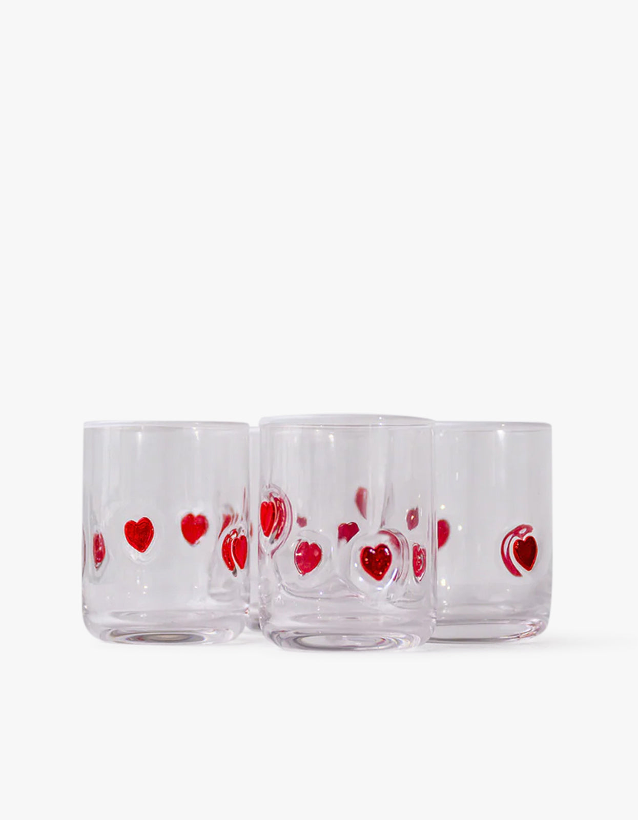 Heart Icon Glass Set Of 4 - Red Heart
