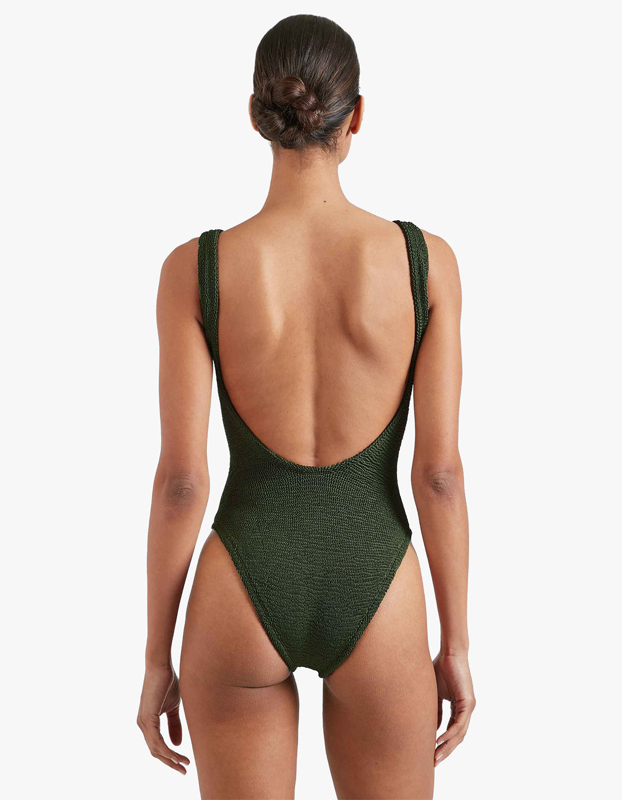 Square Neck Swimsuit - Metallic Khaki