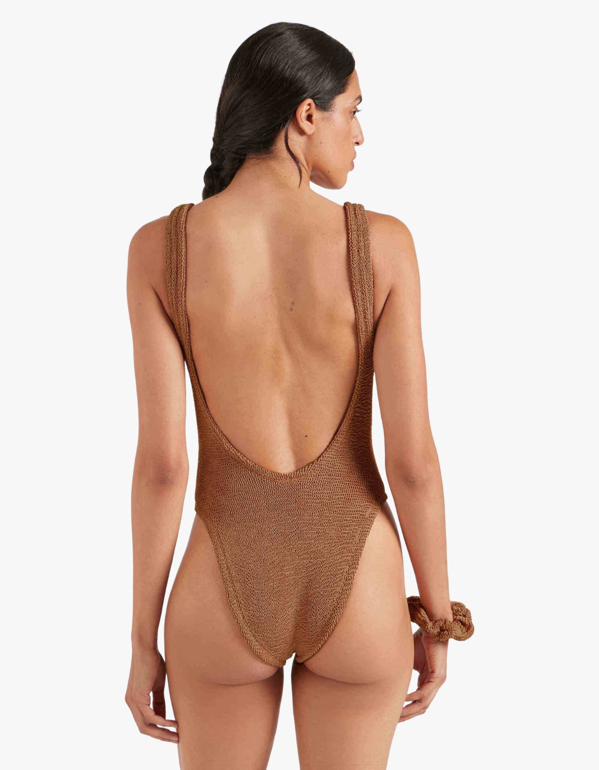 Square Neck Swimsuit - Metallic Cocoa