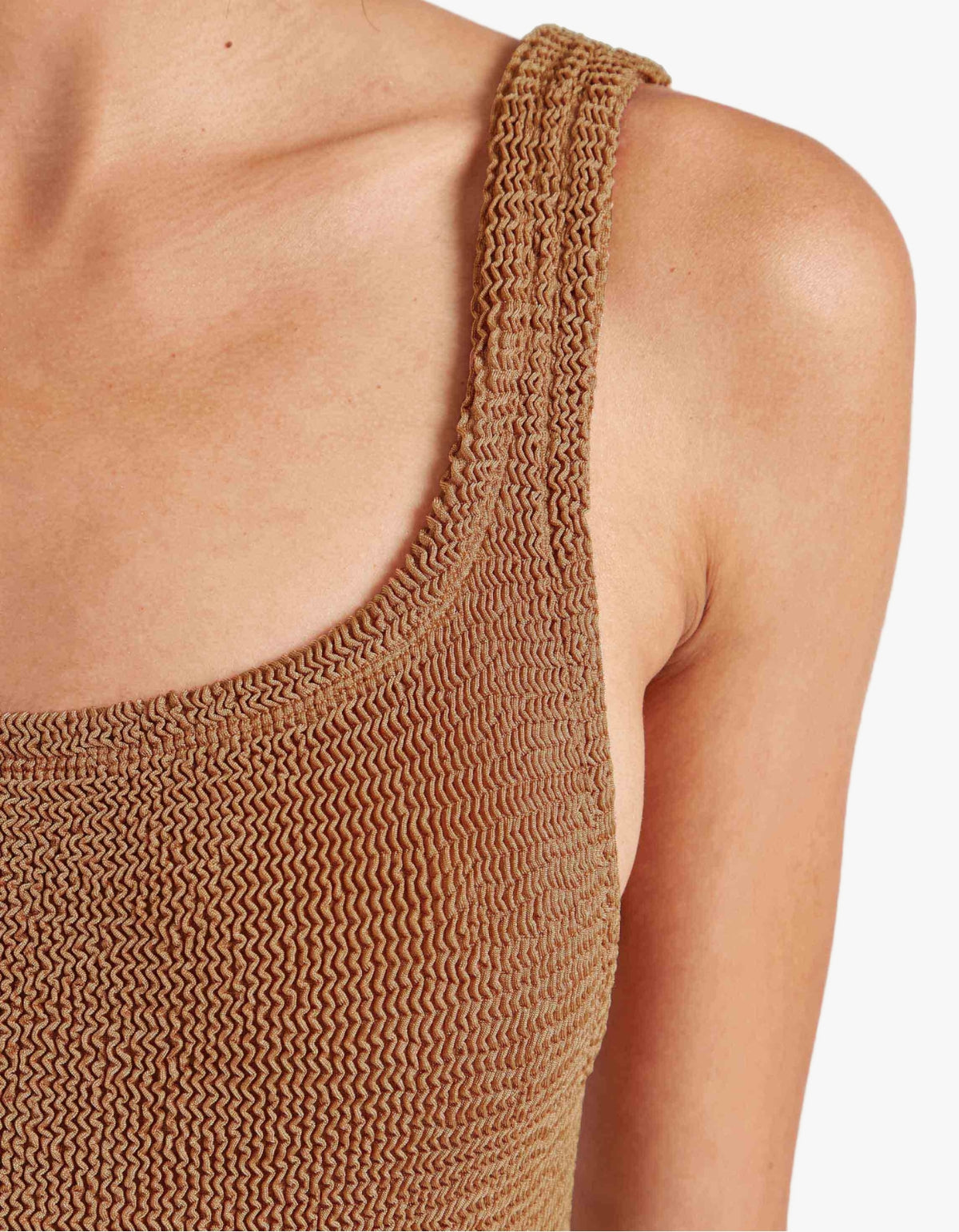 Square Neck Swimsuit - Metallic Cocoa