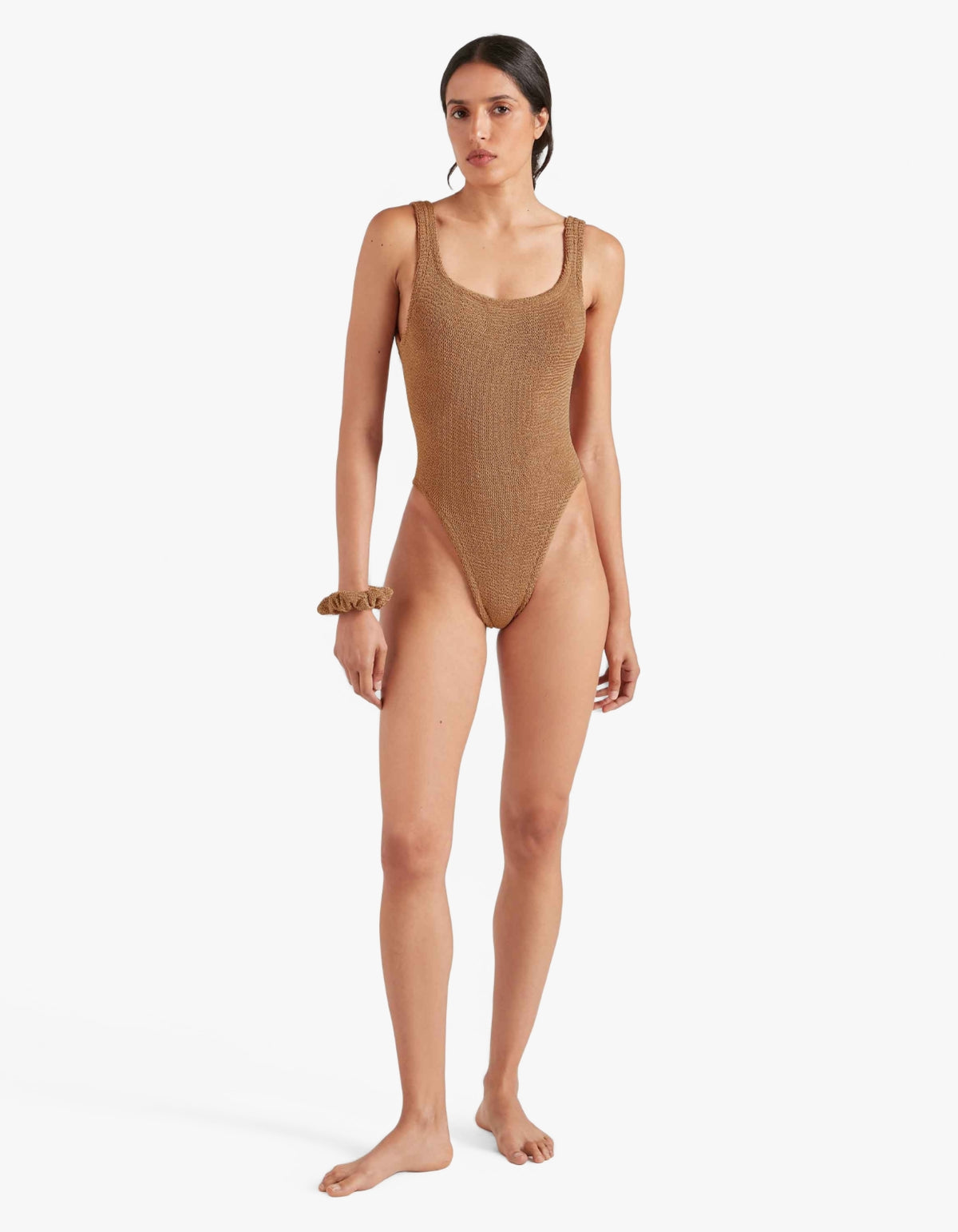 Square Neck Swimsuit - Metallic Cocoa