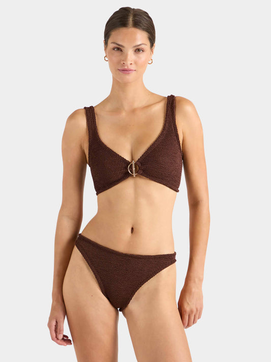 Harlow T Bar Bikini  - Metallic Chocolate