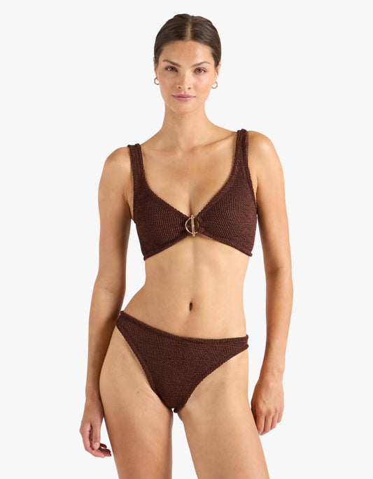 Harlow T Bar Bikini  - Metallic Chocolate