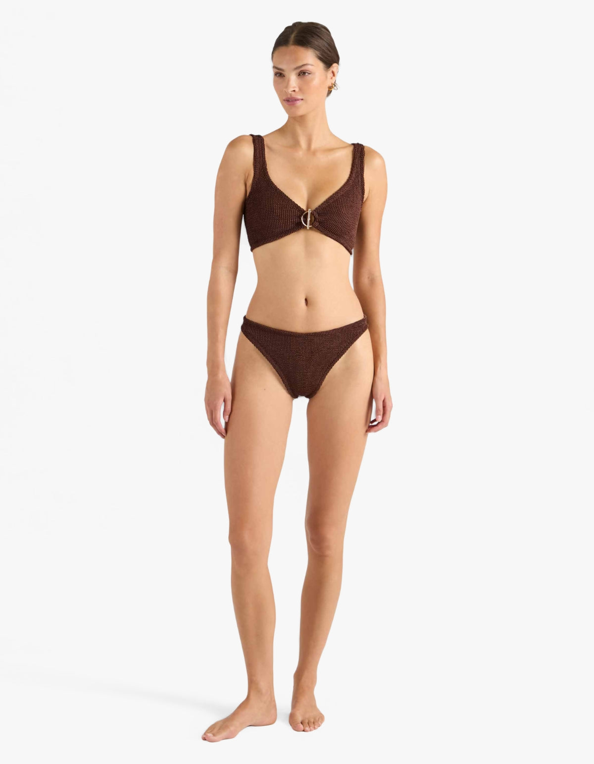 Harlow T Bar Bikini  - Metallic Chocolate