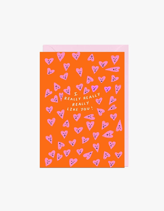 Really Like You Hearts Card - Red