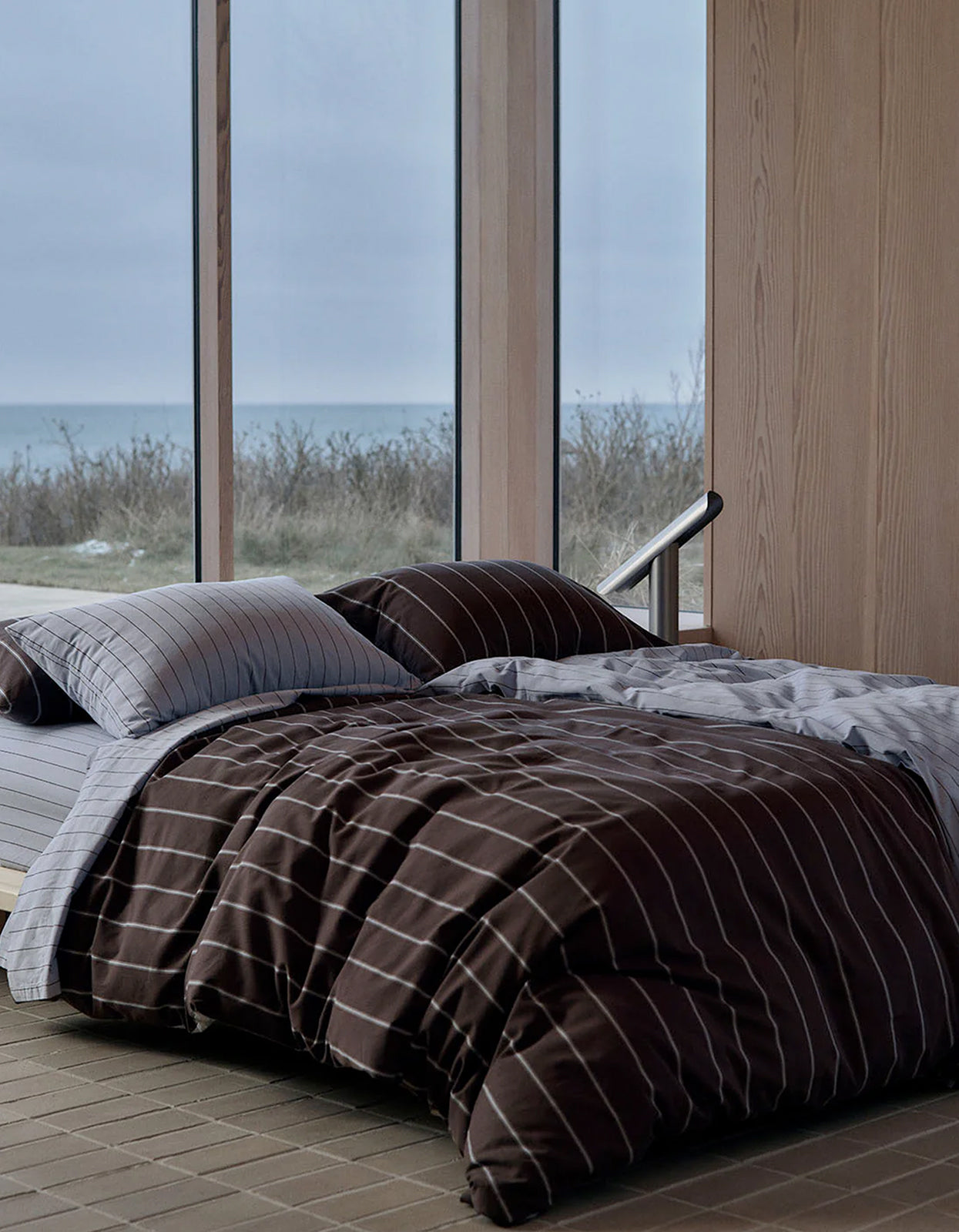 Quilt Cover - Mist/Chocolate