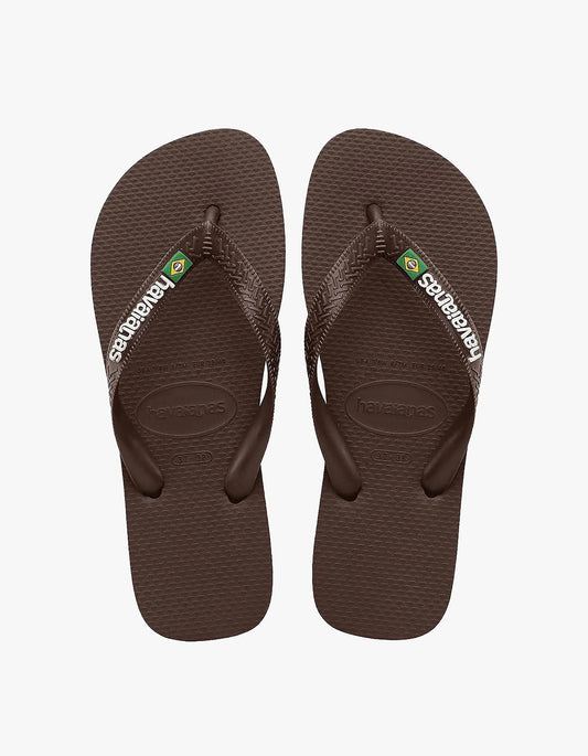 Mens Brazil Logo Jandals - Brown
