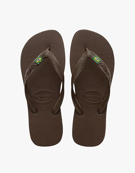 Mens Brazil Logo Jandals - Brown